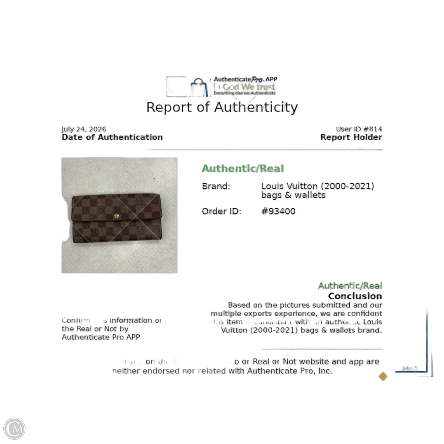 Wallet Luxury Designer By Louis Vuitton, Size: Medium