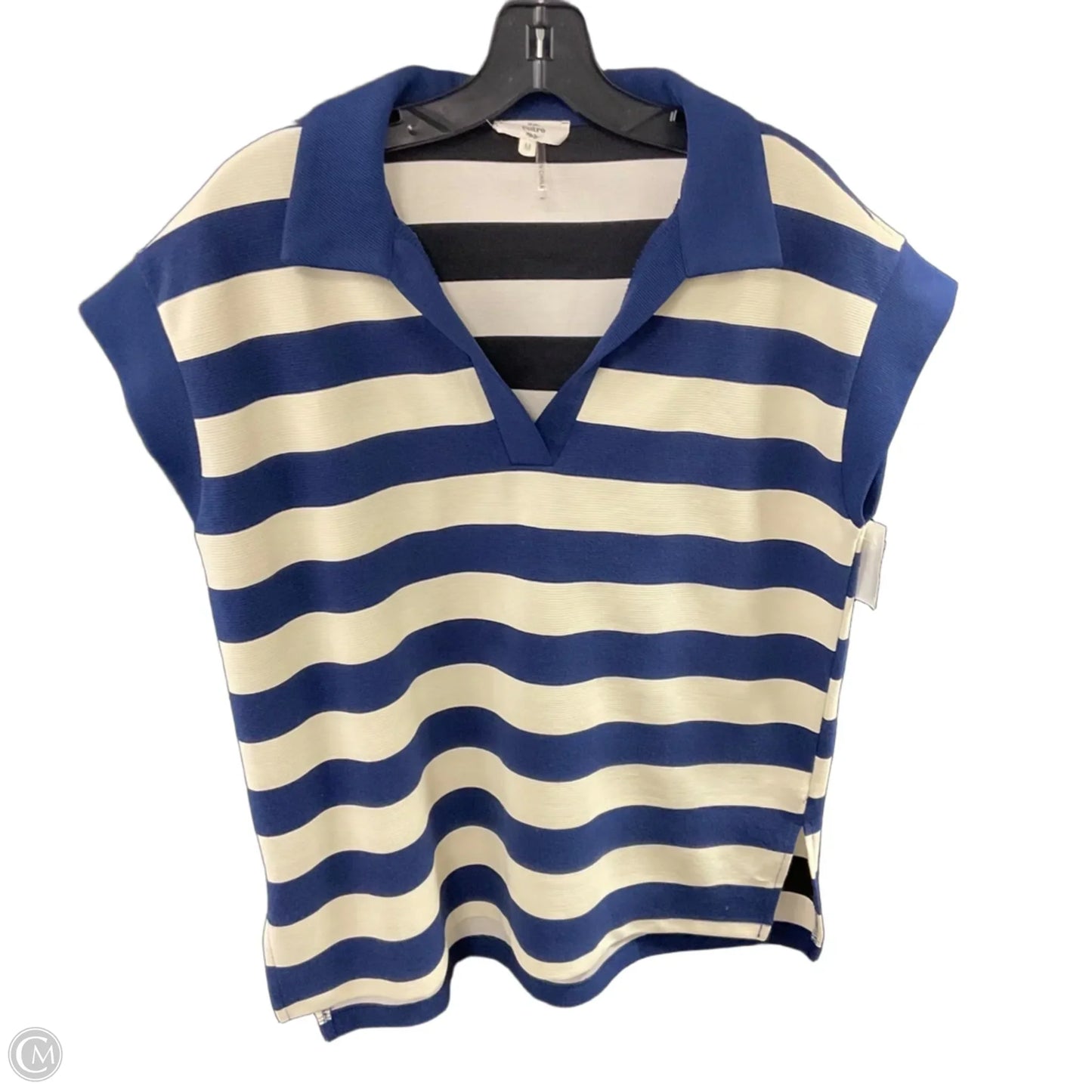 Top Short Sleeve By Entro In Blue & Cream, Size: M