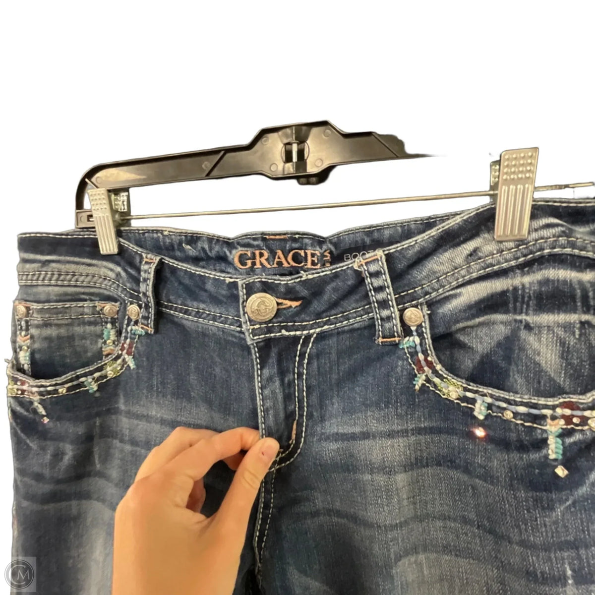 Jeans Boot Cut By Grace In Blue Denim, Size: 12