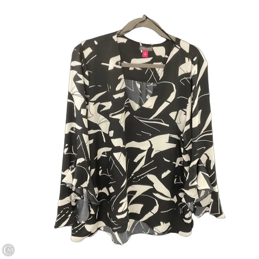 Blouse 3/4 Sleeve By Vince Camuto In Black & White, Size: Xxl