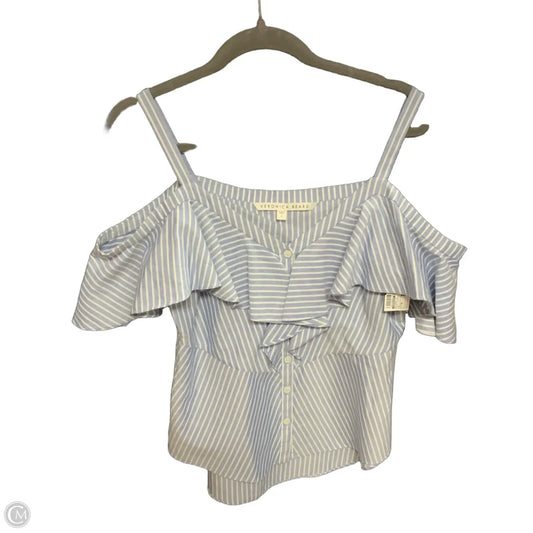 Blouse Short Sleeve By Veronica Beard In Blue & White, Size: M