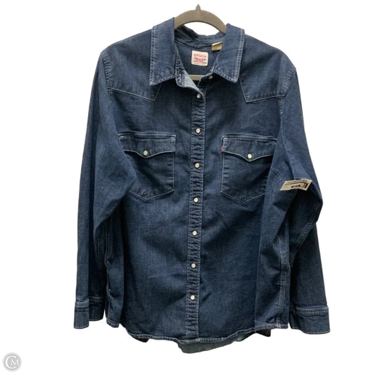 Top Long Sleeve By Levis In Blue Denim, Size: 3x