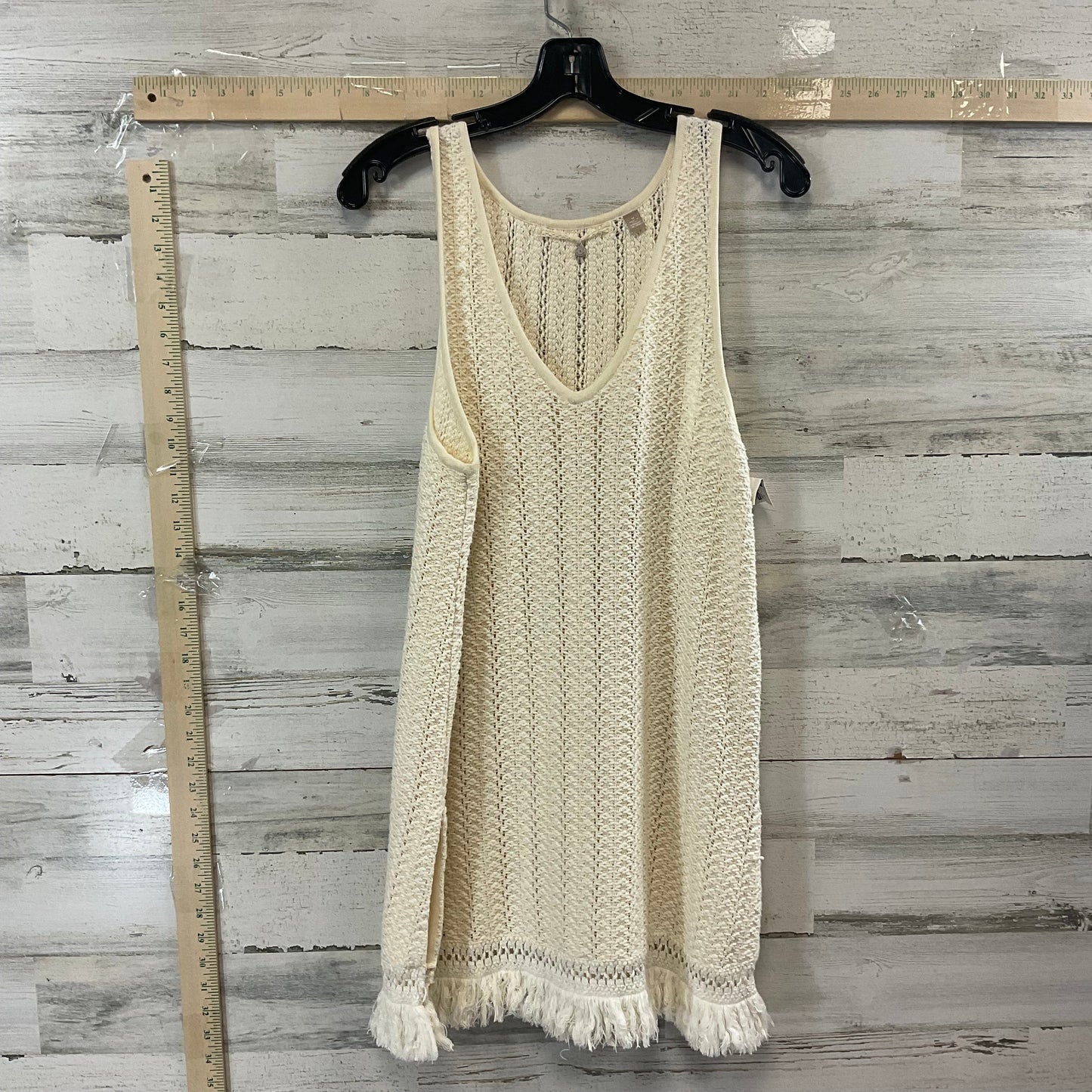 Cream Vest Sweater Knitted And Knotted, Size M