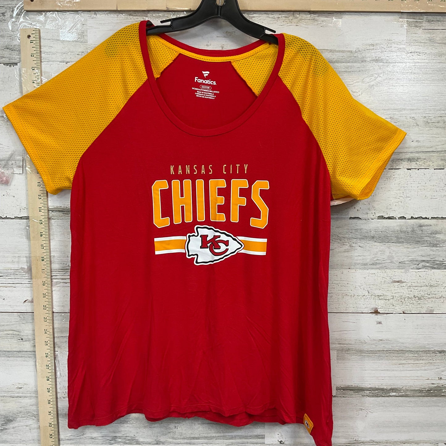 Red & Yellow Top Short Sleeve Fanatics, Size 3x