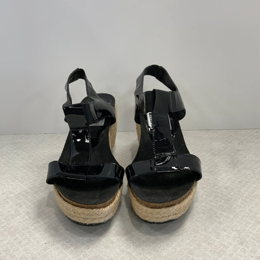 Blue & Tan Sandals Heels Wedge Donald Pliner, Size 6.5