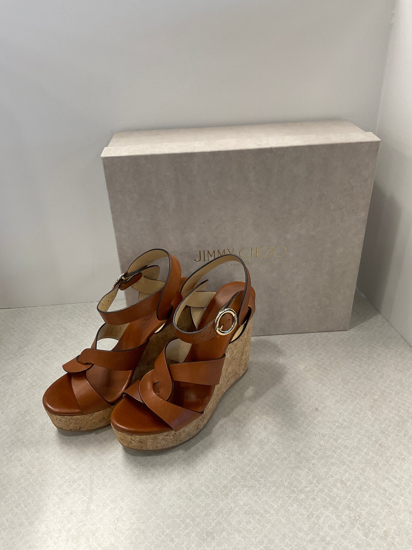 Brown Sandals Luxury Designer Jimmy Choo, Size 8