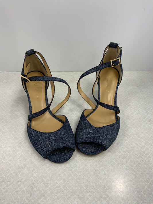 Blue Denim Sandals Heels Block Talbots, Size 8