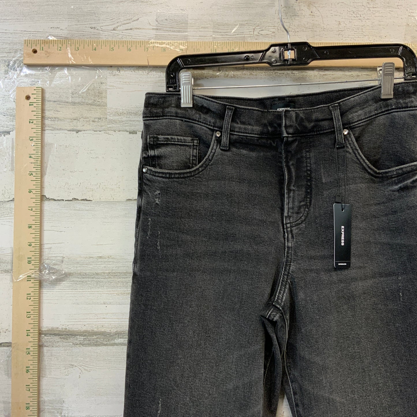 Black Denim Jeans Flared Express, Size 8