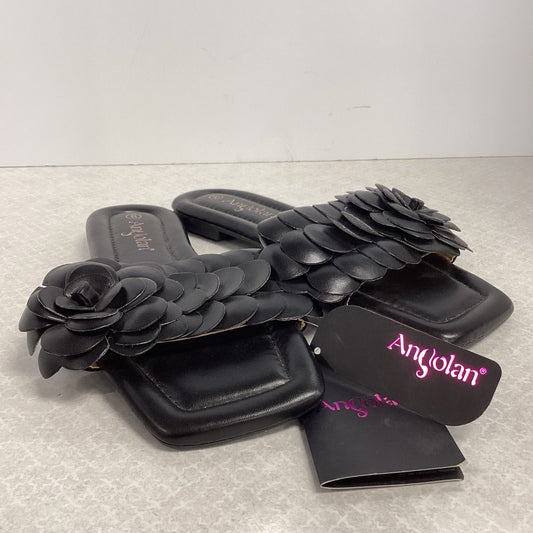 Black Sandals Flats angolan, Size 8