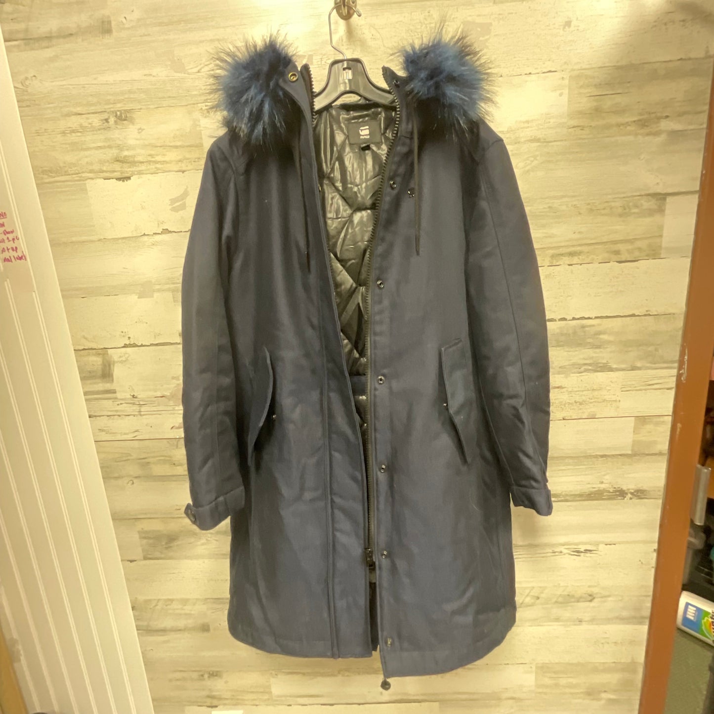 Coat Parka By raw In Navy, Size: L