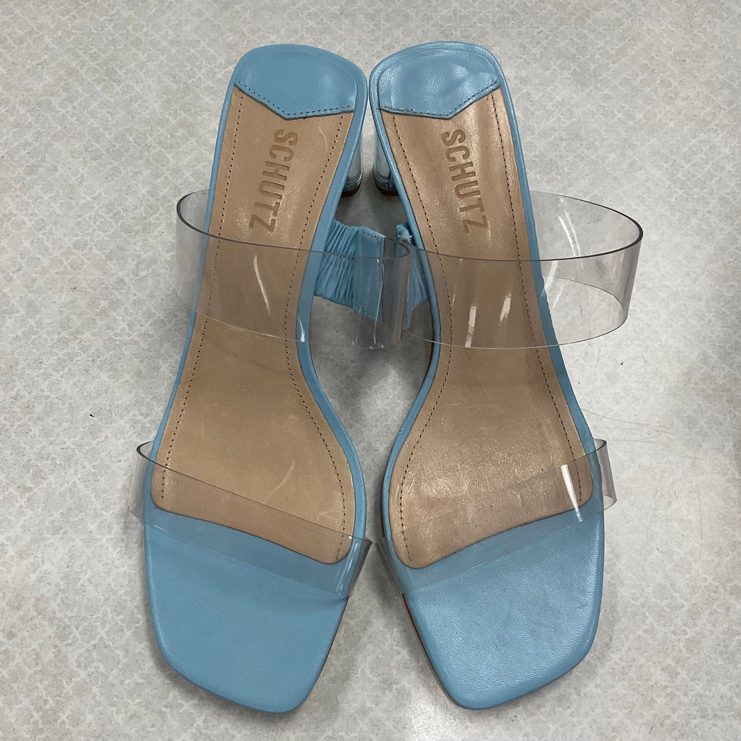 Blue Sandals Heels Block schutz, Size 8.5