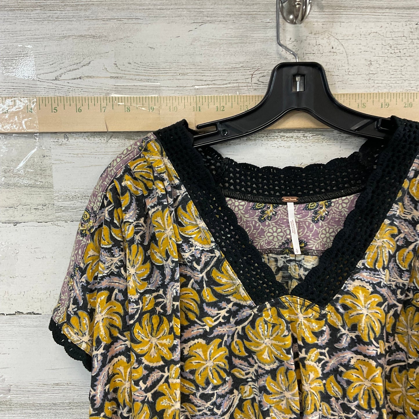 Yellow Top Short Sleeve Free People, Size S