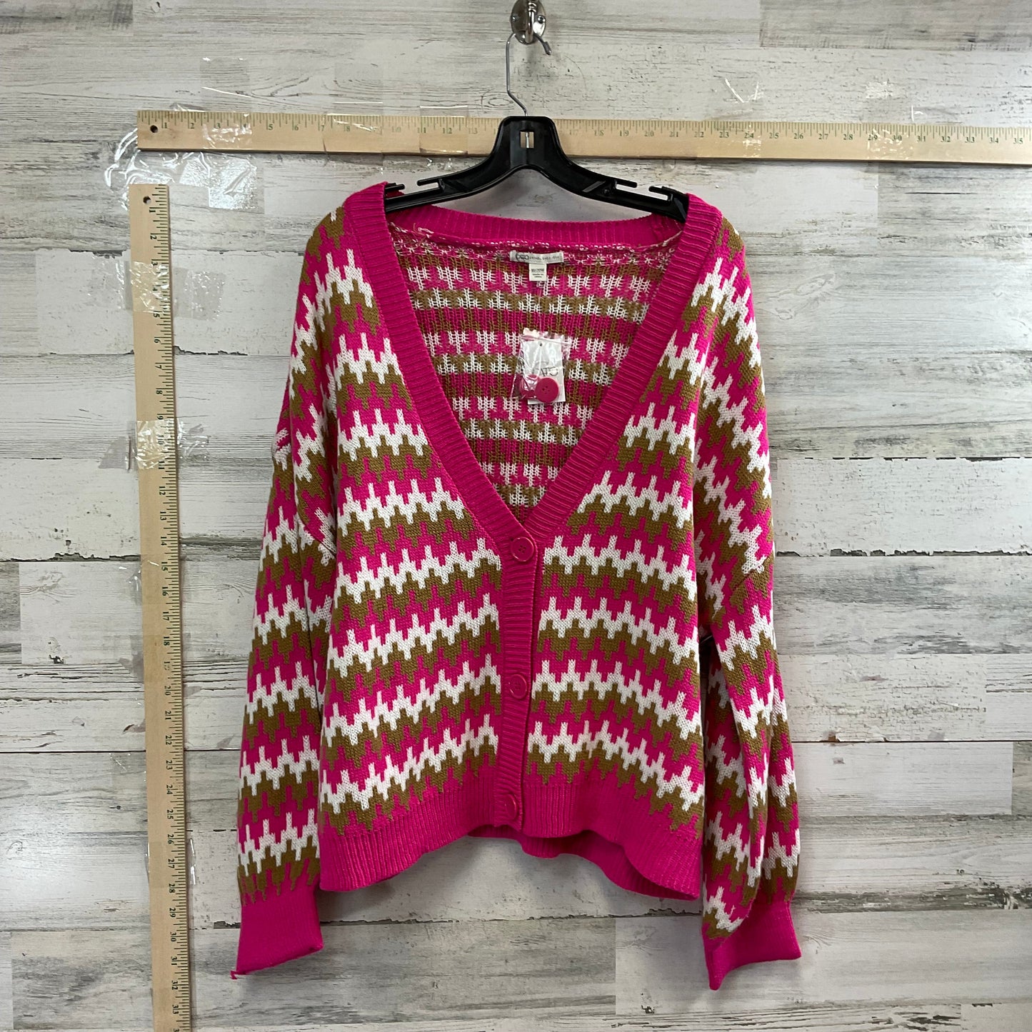 Pink & White Sweater Cardigan Cato, Size 2x