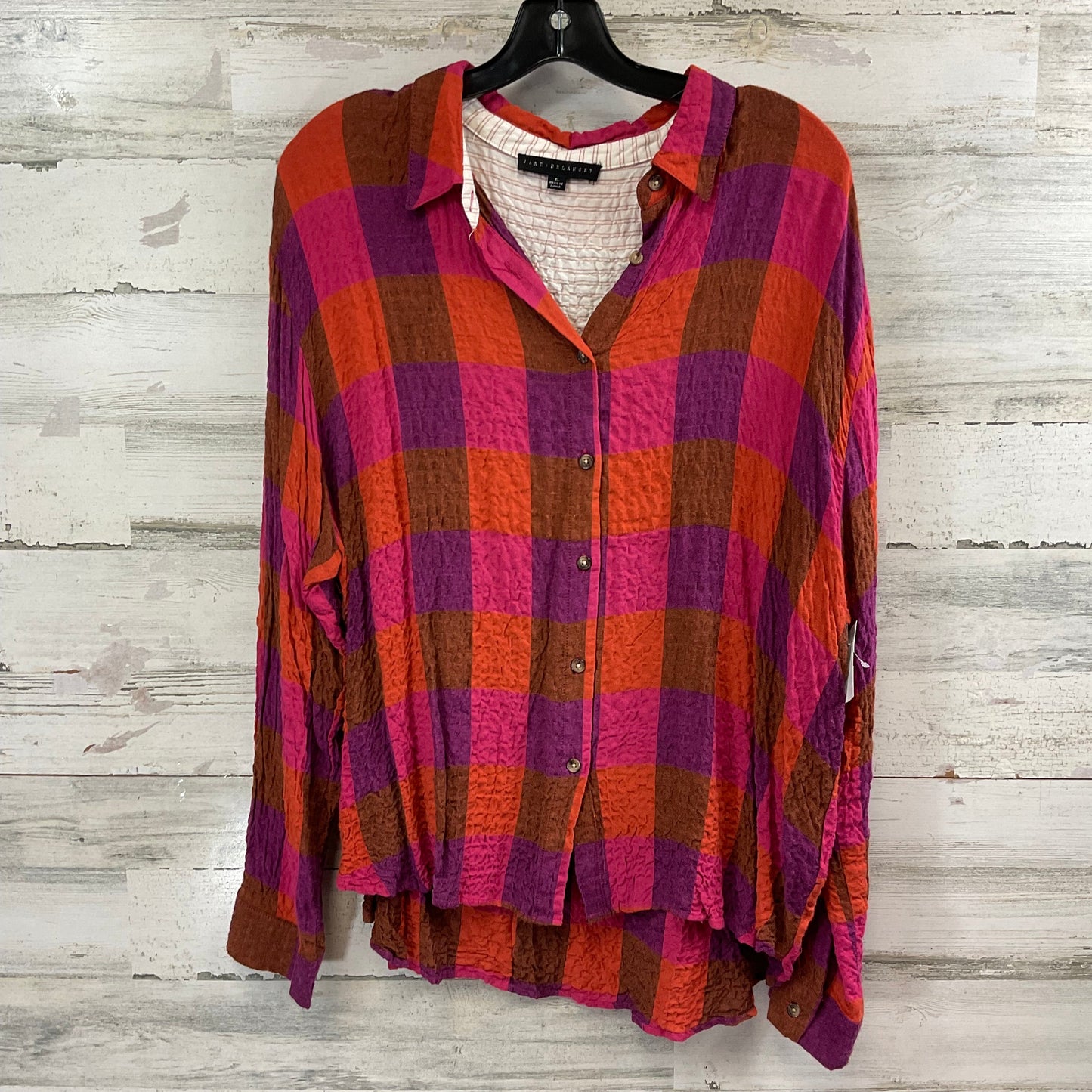 Blouse Long Sleeve By Jane And Delancey In Pink & Purple, Size: Xl