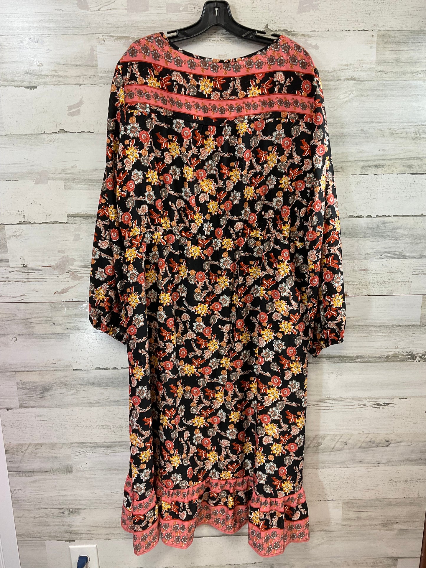 Dress Casual Maxi By Suzanne Betro In Black & Orange, Size: 2x