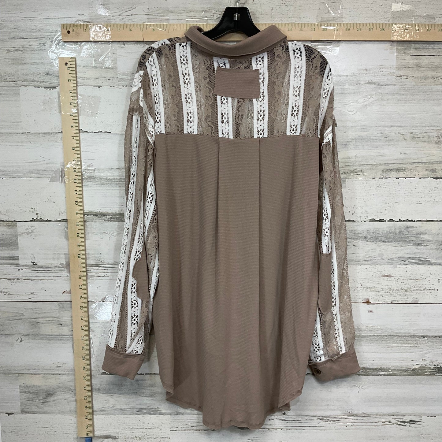 Blouse Long Sleeve By Pol In Taupe, Size: L