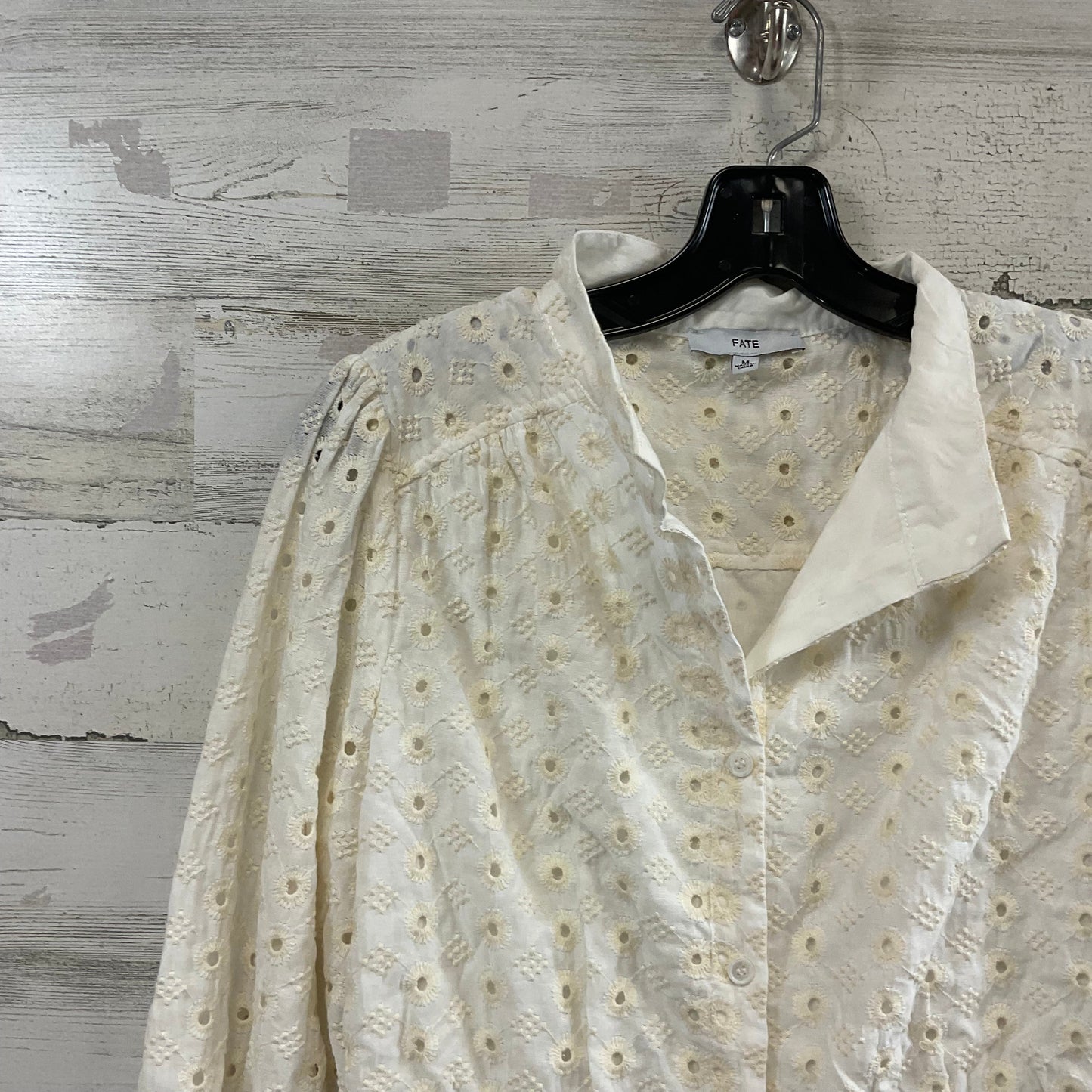 Blouse Long Sleeve By Fate In Cream, Size: M