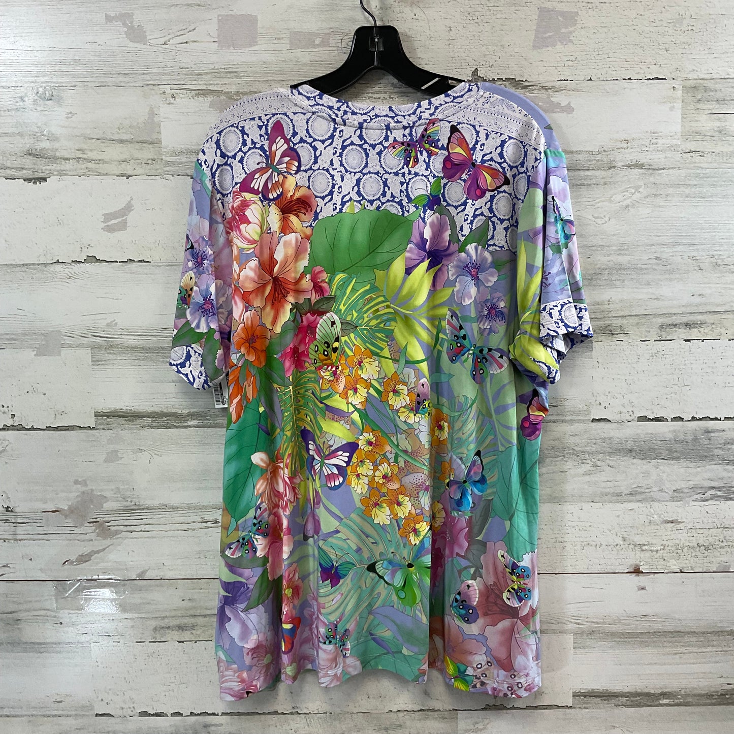 Top Short Sleeve By Johnny Was In Green, Size: Xxl