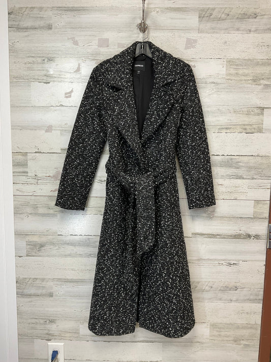 Coat Other By Express In Black & White, Size: Xs