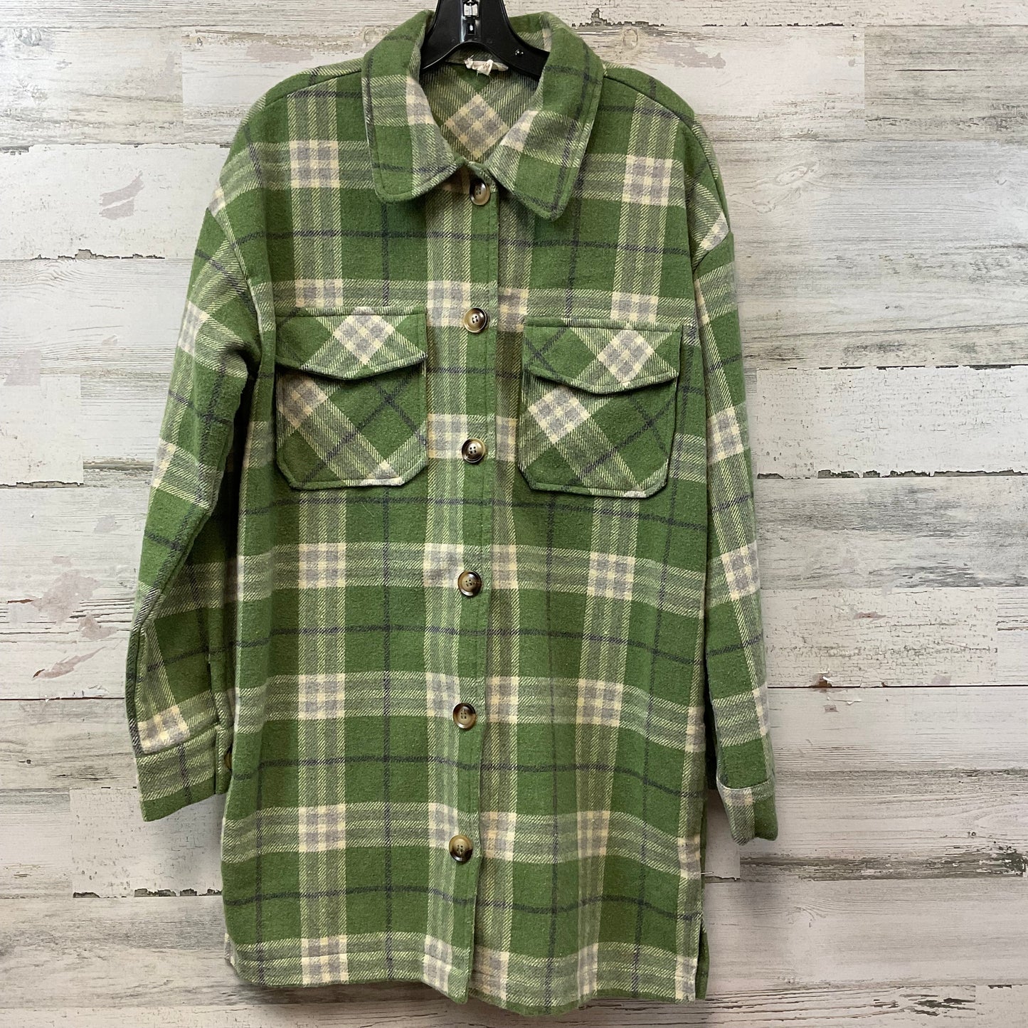 Jacket Shirt By Hem & Thread In Green, Size: M