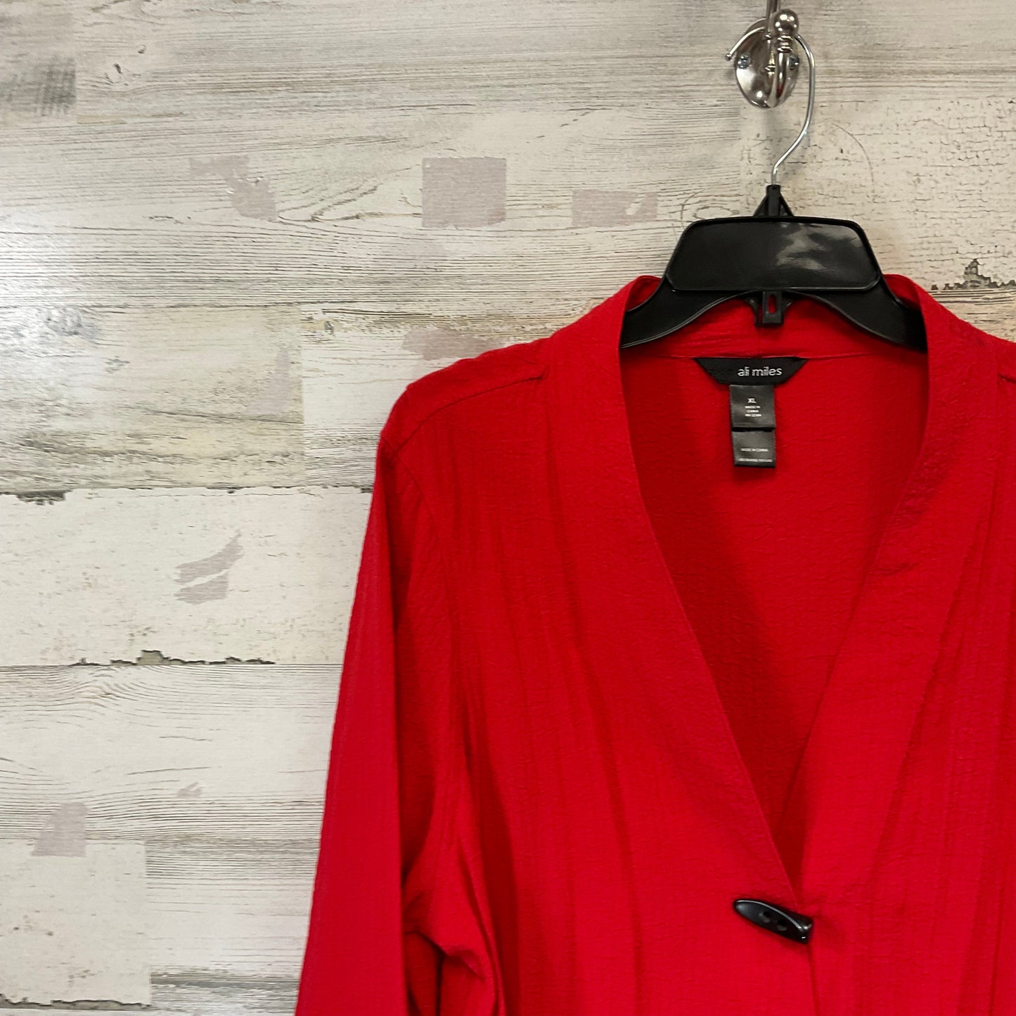 Blouse Long Sleeve By Ali Miles In Red, Size: Xl