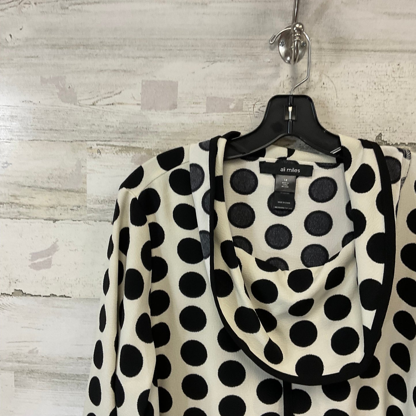 Blouse 3/4 Sleeve By Ali Miles In Black & Cream, Size: 1x