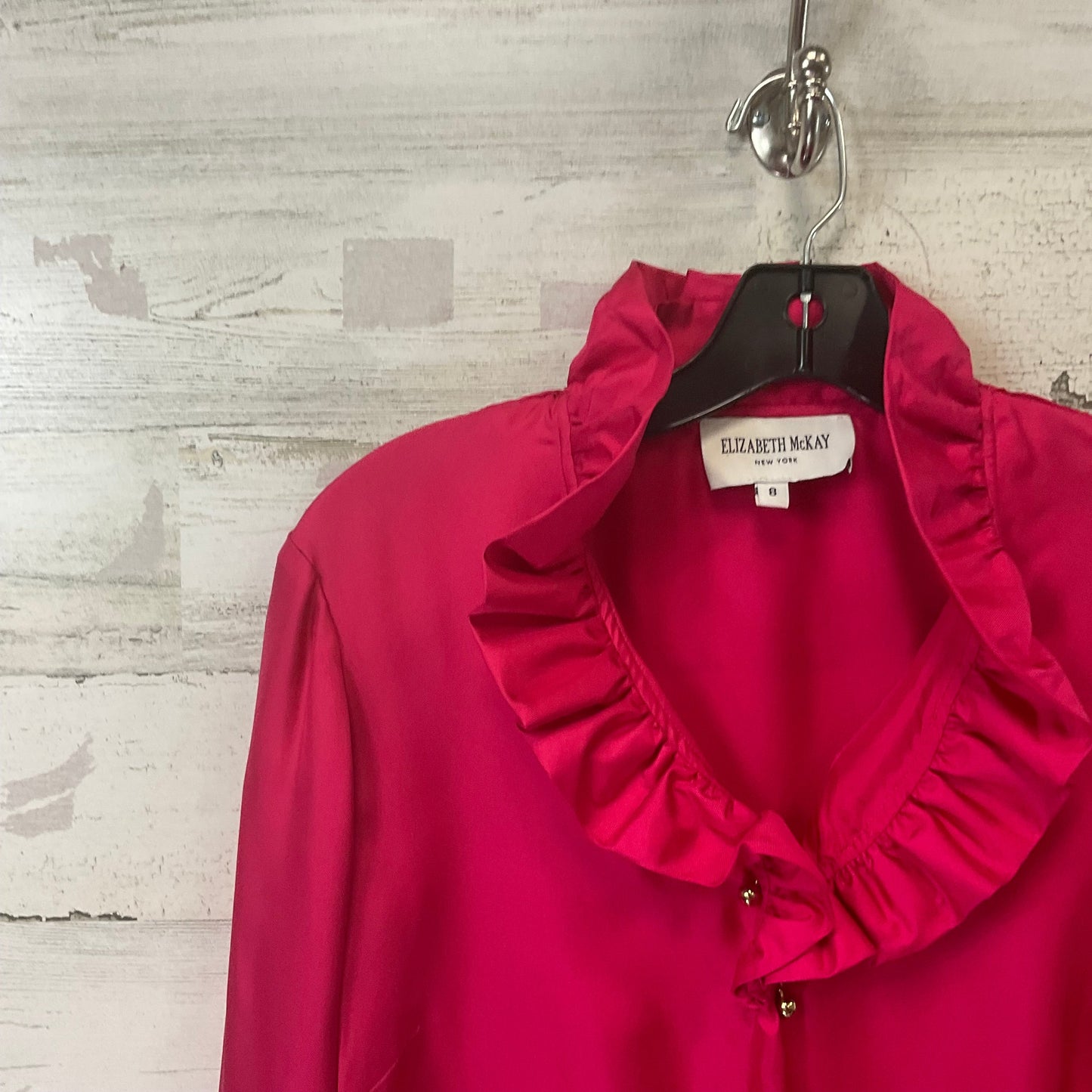 Blouse Long Sleeve By  ELIZABETH MCKAY  In Pink, Size: M