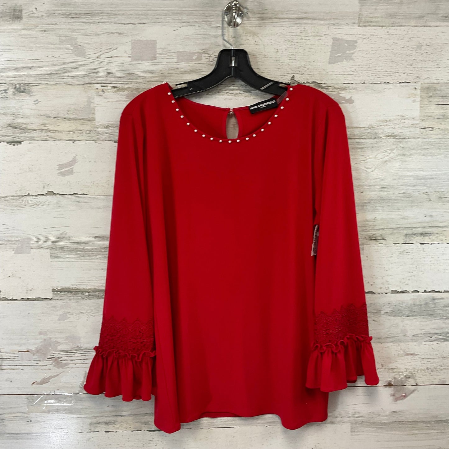 Top Long Sleeve By Karl Lagerfeld In Red, Size: L