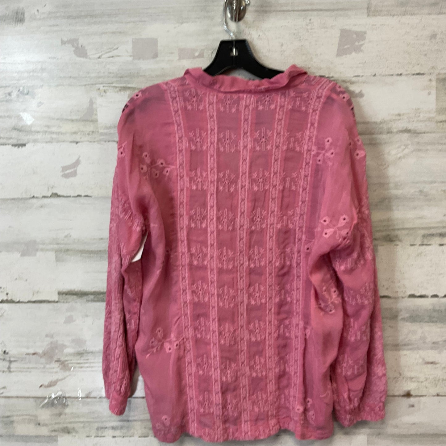 Blouse Long Sleeve By Johnny Was In Pink, Size: S