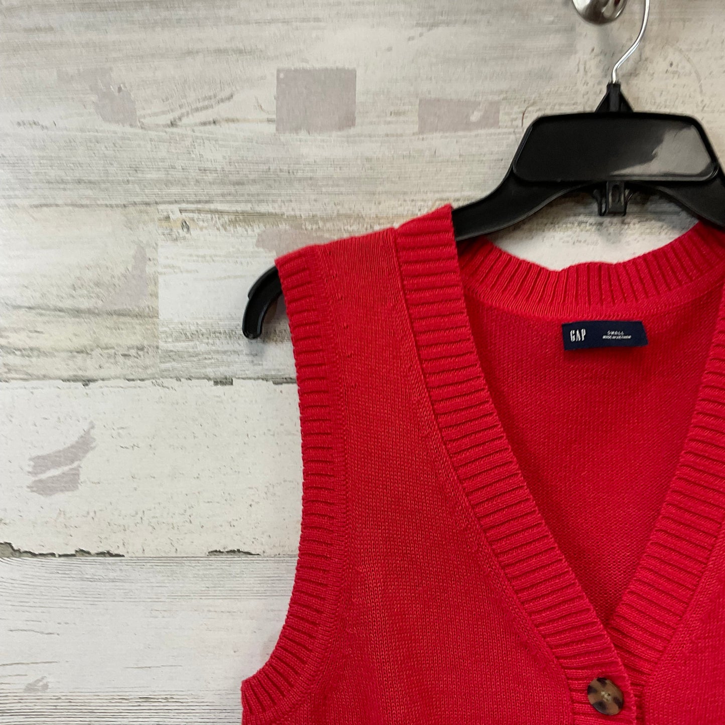 Vest Sweater By Gap In Red, Size: S