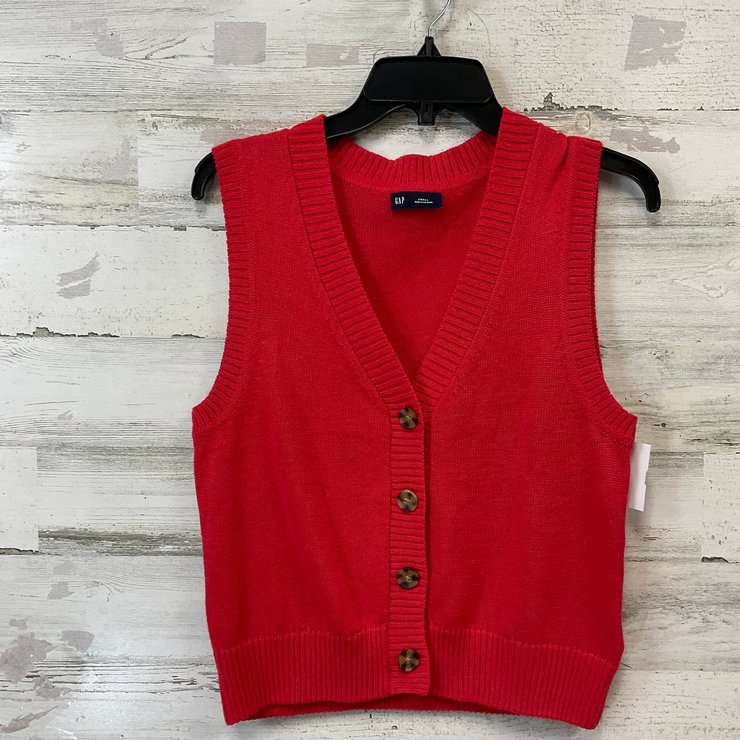 Vest Sweater By Gap In Red, Size: S