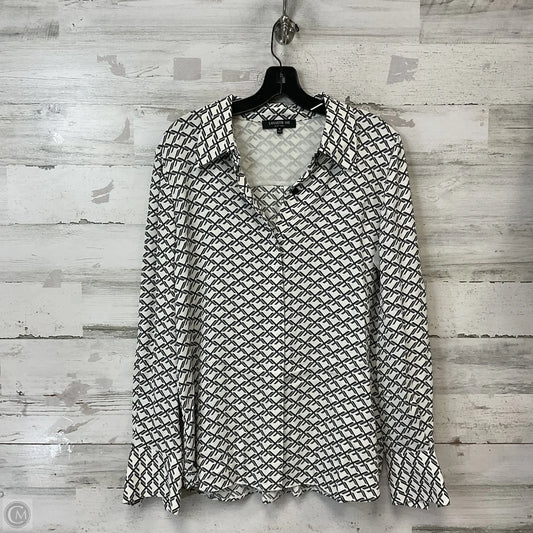 Blouse Designer By Lafayette 148 In Black & White, Size: M