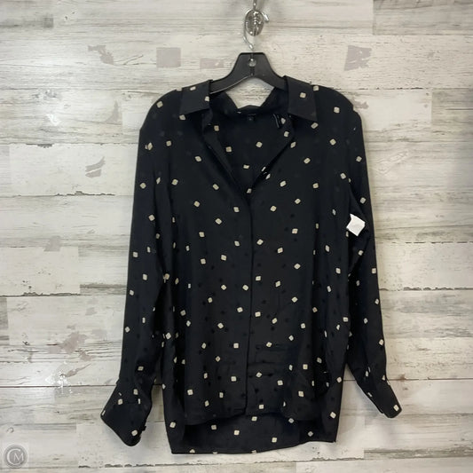 Blouse Long Sleeve By Theory In Black & Cream, Size: L