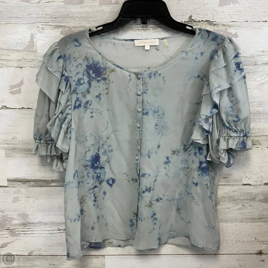 Blouse Short Sleeve By LOVE SHACK FANCY In Blue & Grey, Size: M