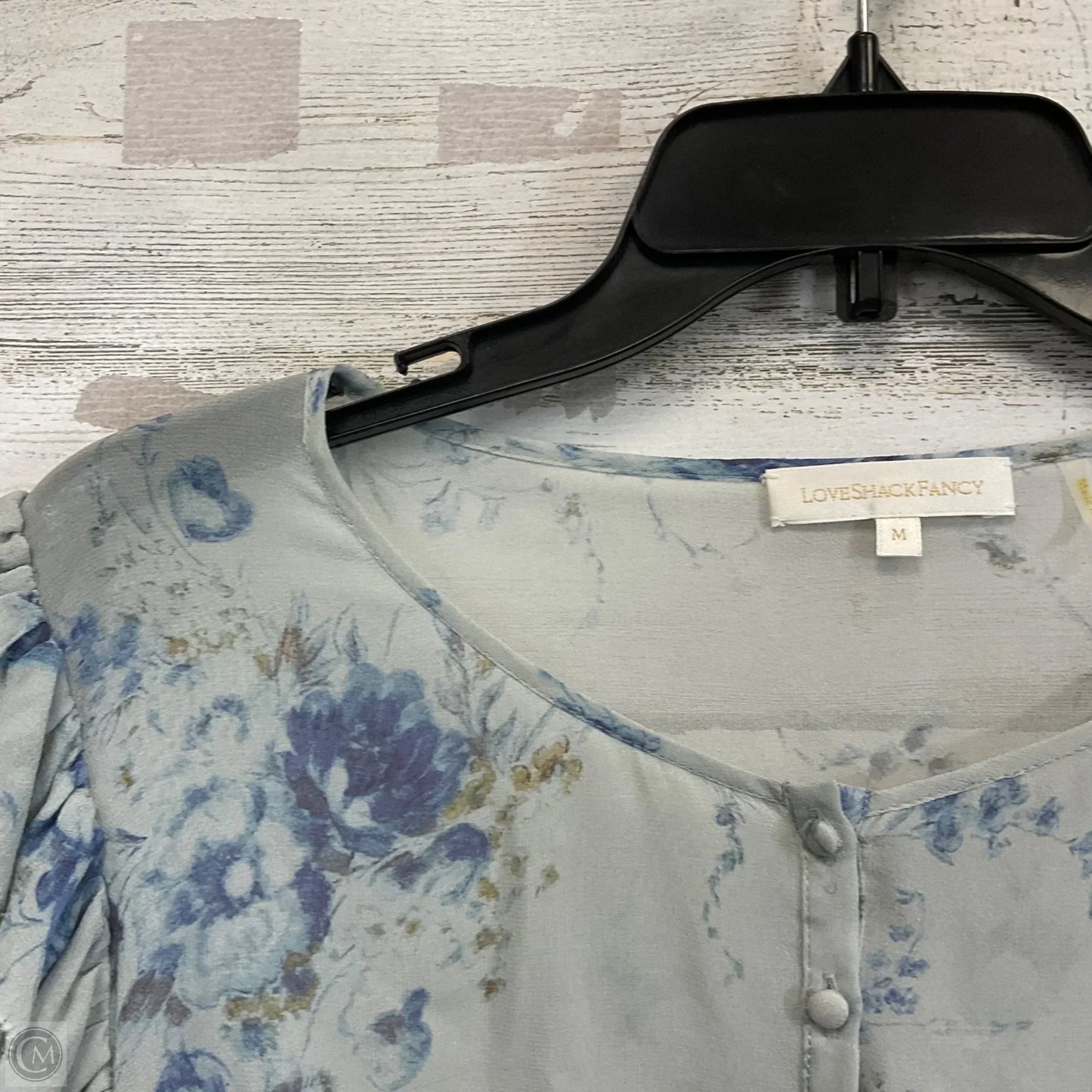 Blouse Short Sleeve By LOVE SHACK FANCY In Blue & Grey, Size: M