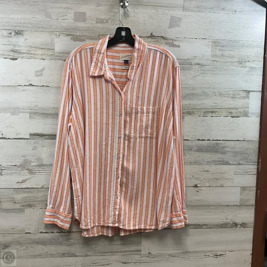 Blouse Long Sleeve By Universal Thread In Orange & Pink, Size: L