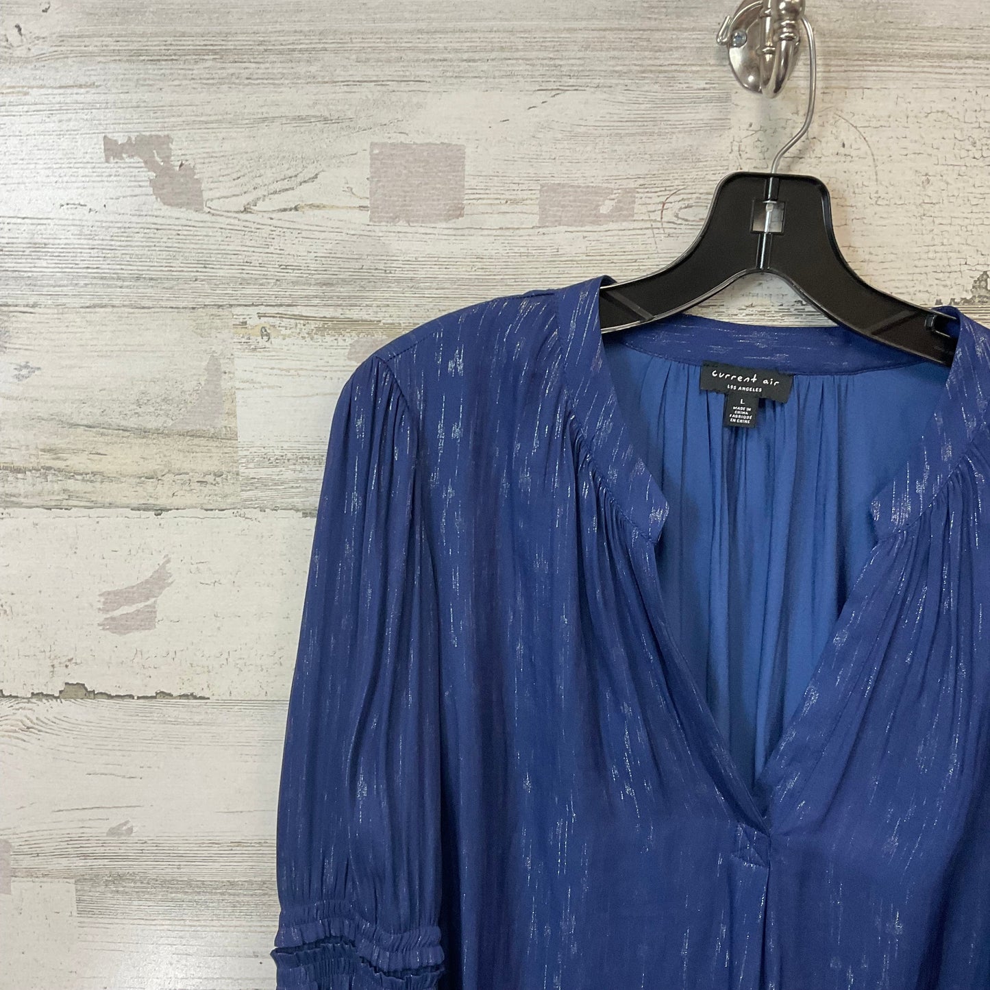 Blouse Long Sleeve By Current Air In Blue, Size: L