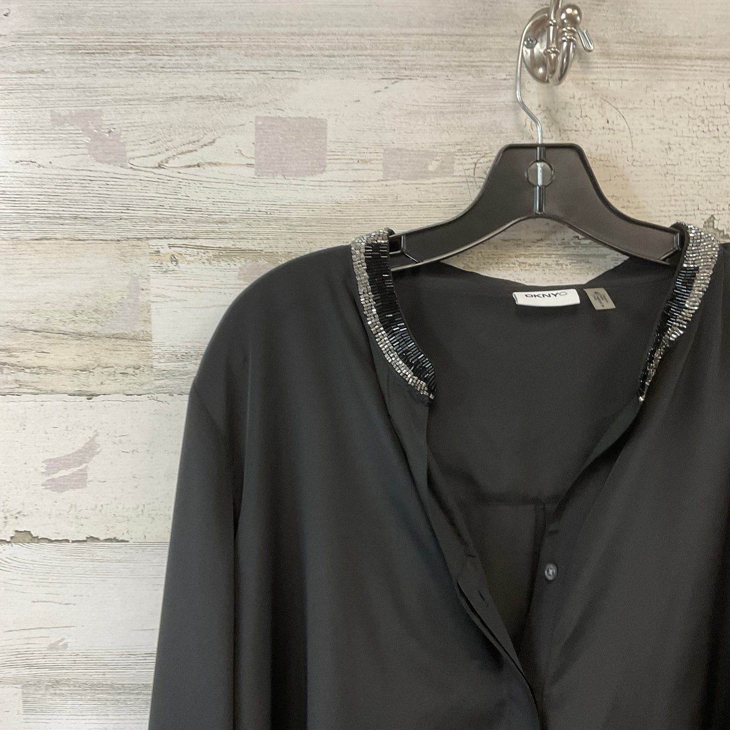 Blouse Long Sleeve By Dkny City In Black, Size: Xl