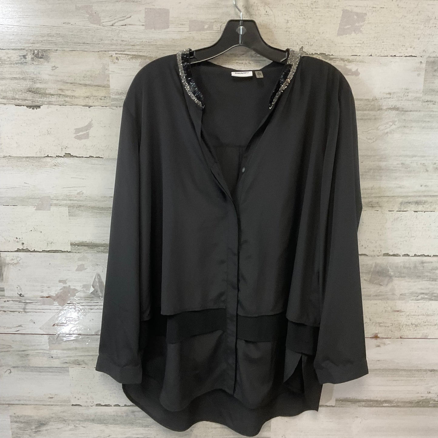 Blouse Long Sleeve By Dkny City In Black, Size: Xl