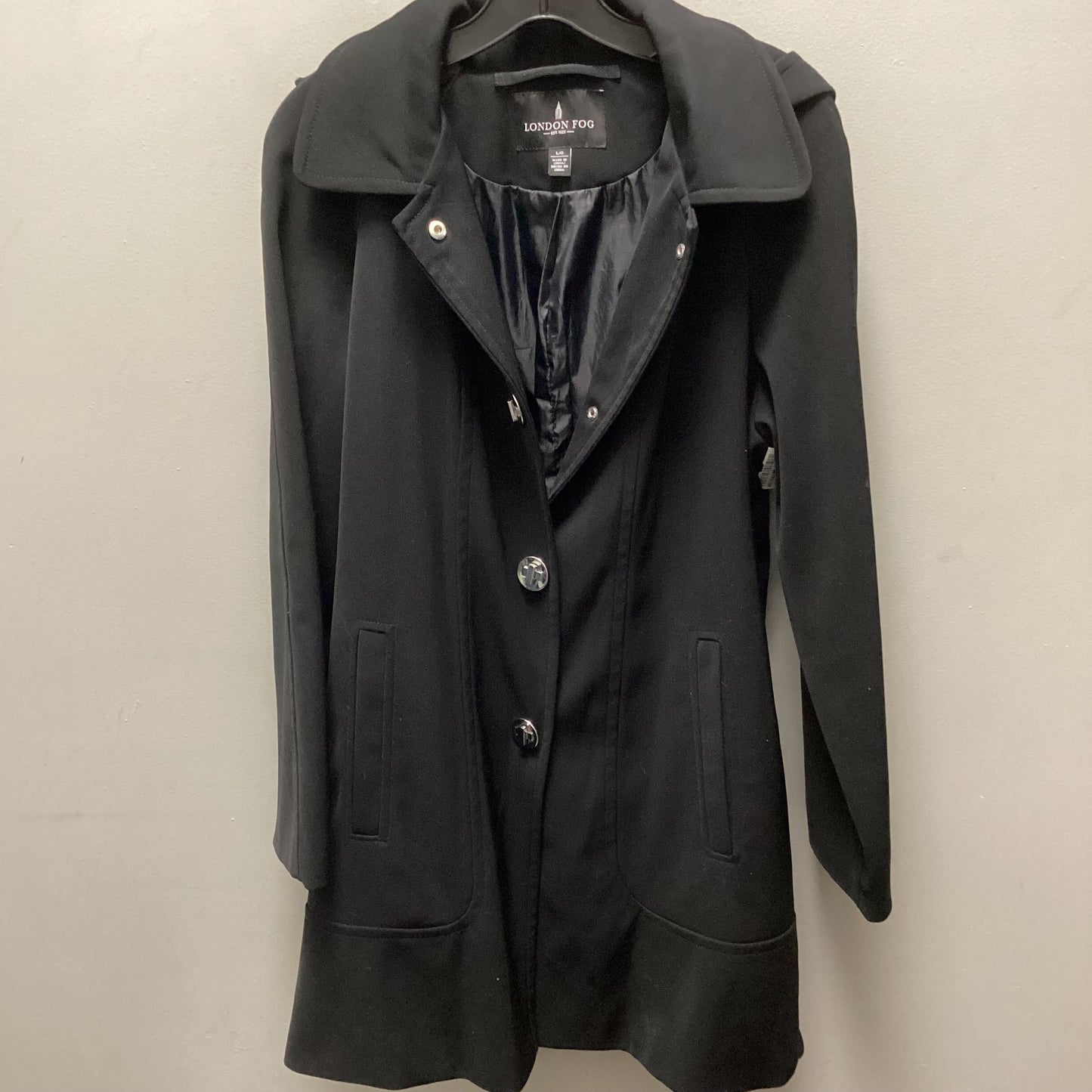 Coat Raincoat By London Fog In Black, Size: L