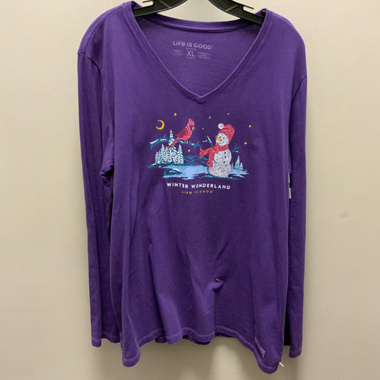 Top Long Sleeve By Life Is Good In Purple, Size: Xl