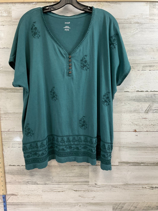 Green Top Short Sleeve J. Jill, Size L