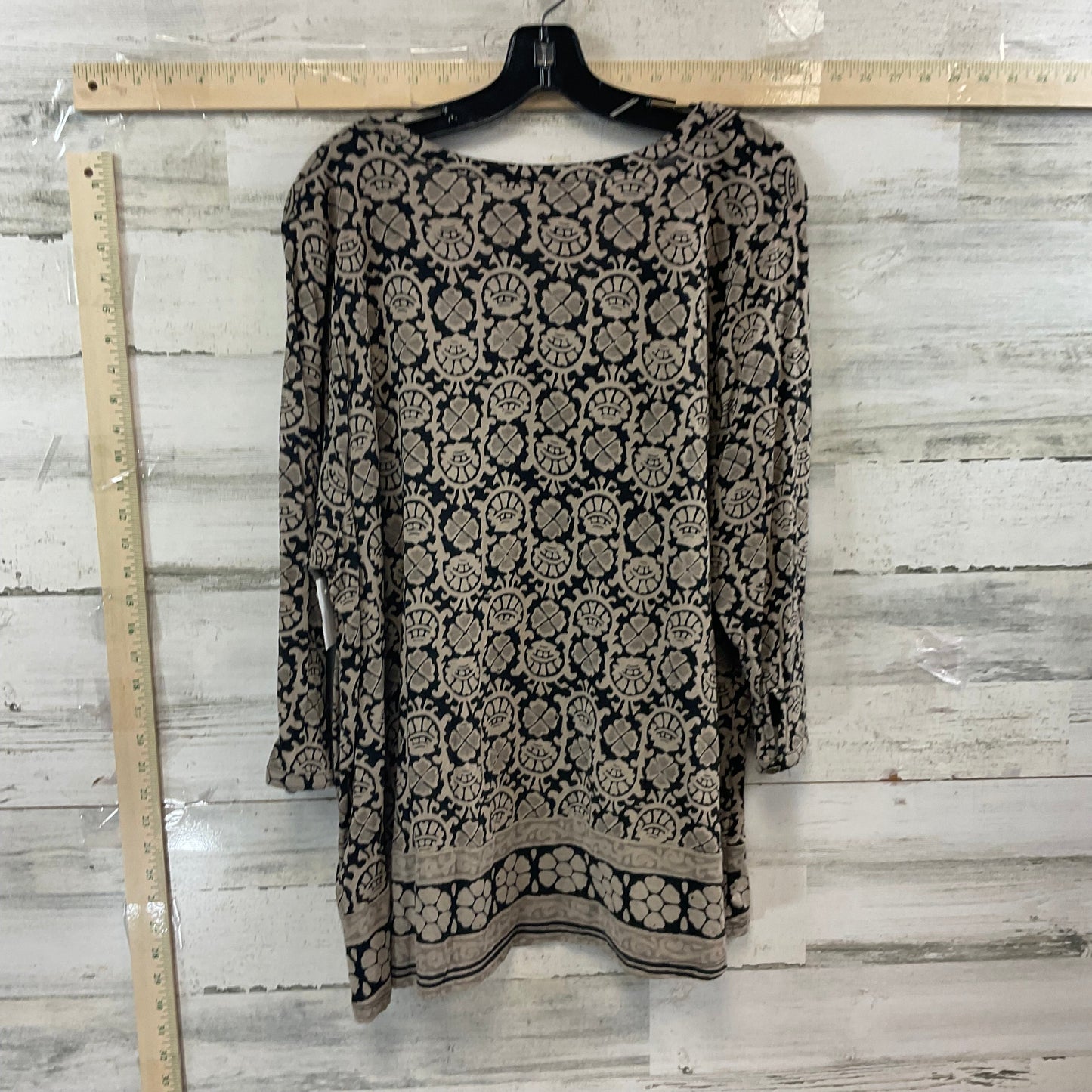Black & Brown Top 3/4 Sleeve Lucky Brand, Size 3x