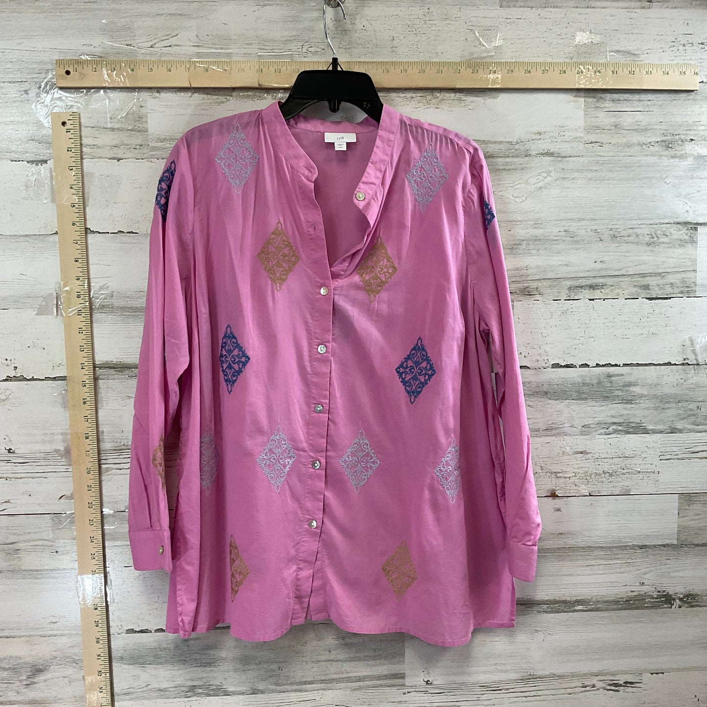 Blouse Long Sleeve By J. Jill In Pink, Size: Petite L