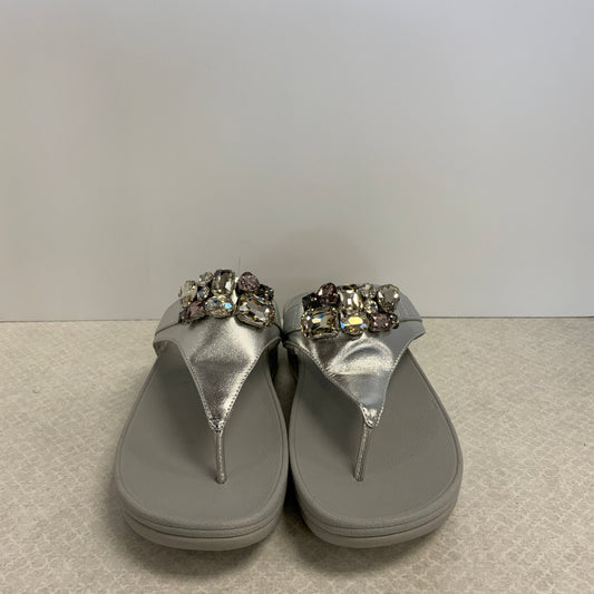 Silver Sandals Flip Flops Fitflop, Size 9