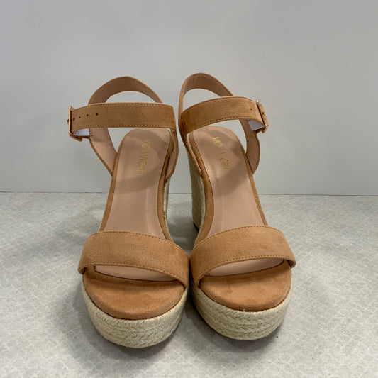 Tan Sandals Heels Wedge Vicky Vicky Size 6.5