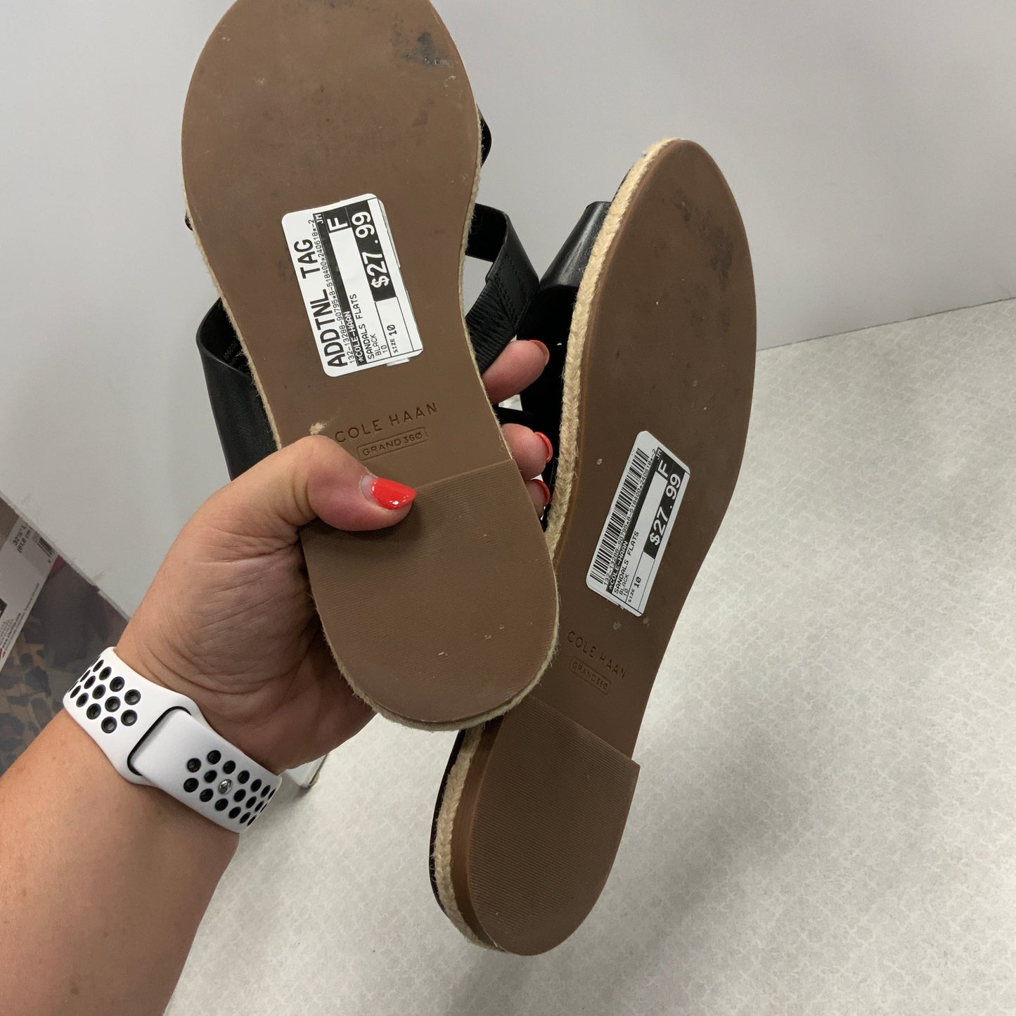 Black Sandals Flats Cole-haan, Size 10
