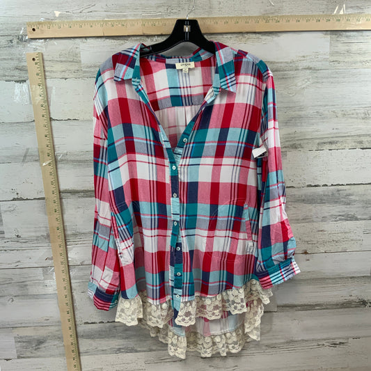 Blue & Red & White Blouse 3/4 Sleeve Umgee, Size M
