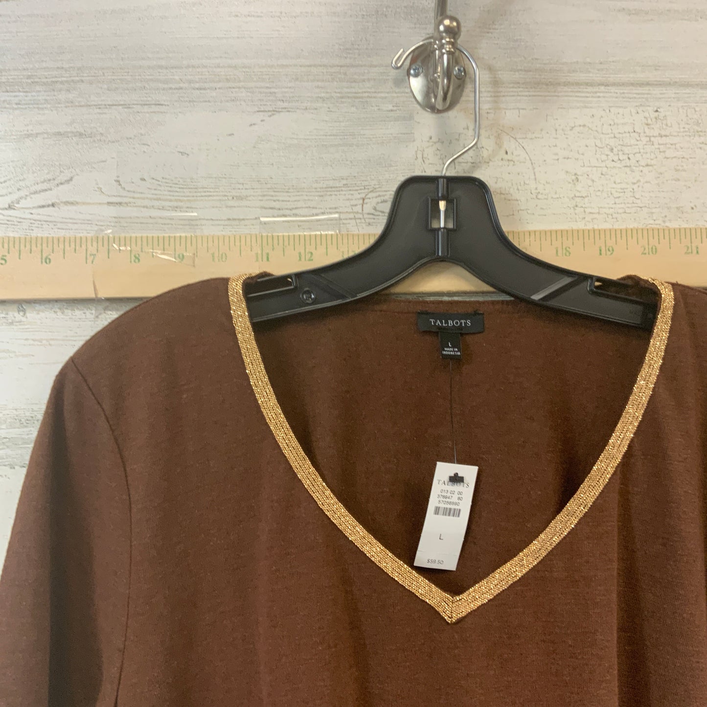 Brown Top Short Sleeve Talbots, Size L