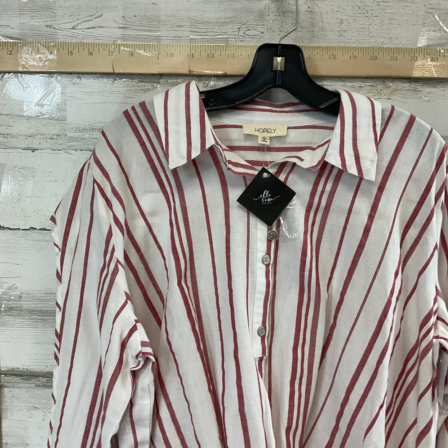 Red & White Blouse 3/4 Sleeve HOPELY, Size S